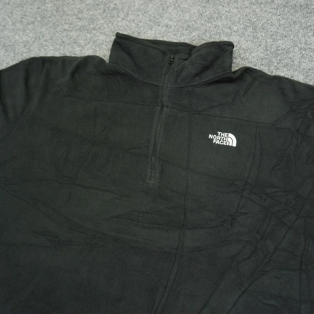 The North Face Fleece Pullover Mens XXL Black TKA 100 Quarter Zip Mock Neck Logo